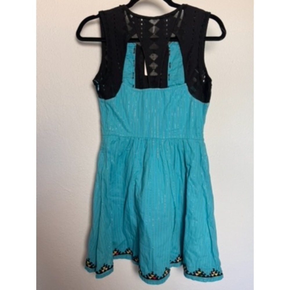Free People Dress Women's Size 2 Turquoise Black Sleeveless Bohemian Whimsigoth‎ - Picture 13 of 16